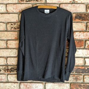🦇 Duofold Black Long-Sleeved Ribbed Knit Shirt M
